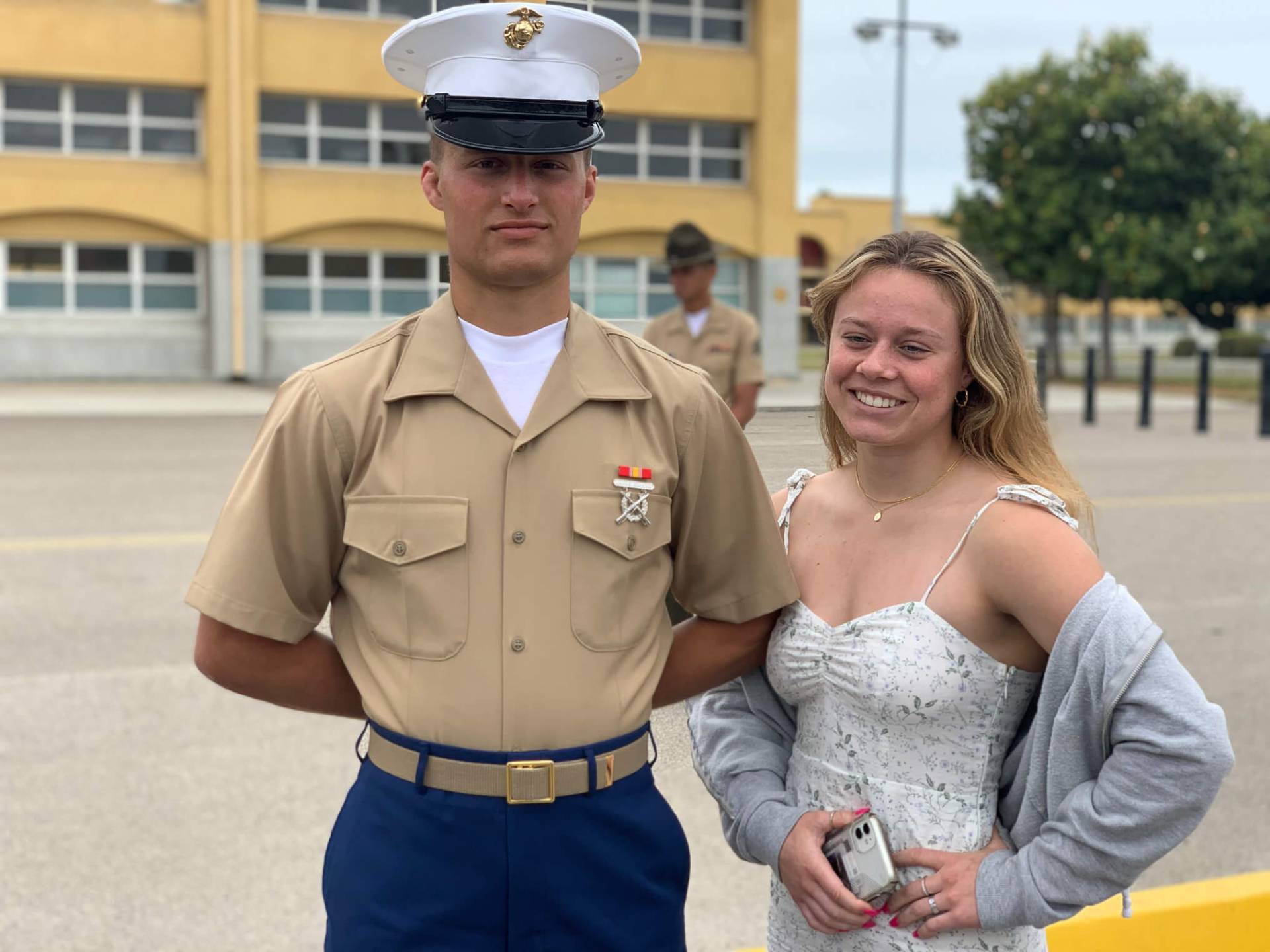 Evan Ivaldi with his sister Elena at Marine Corps Recruit Depot