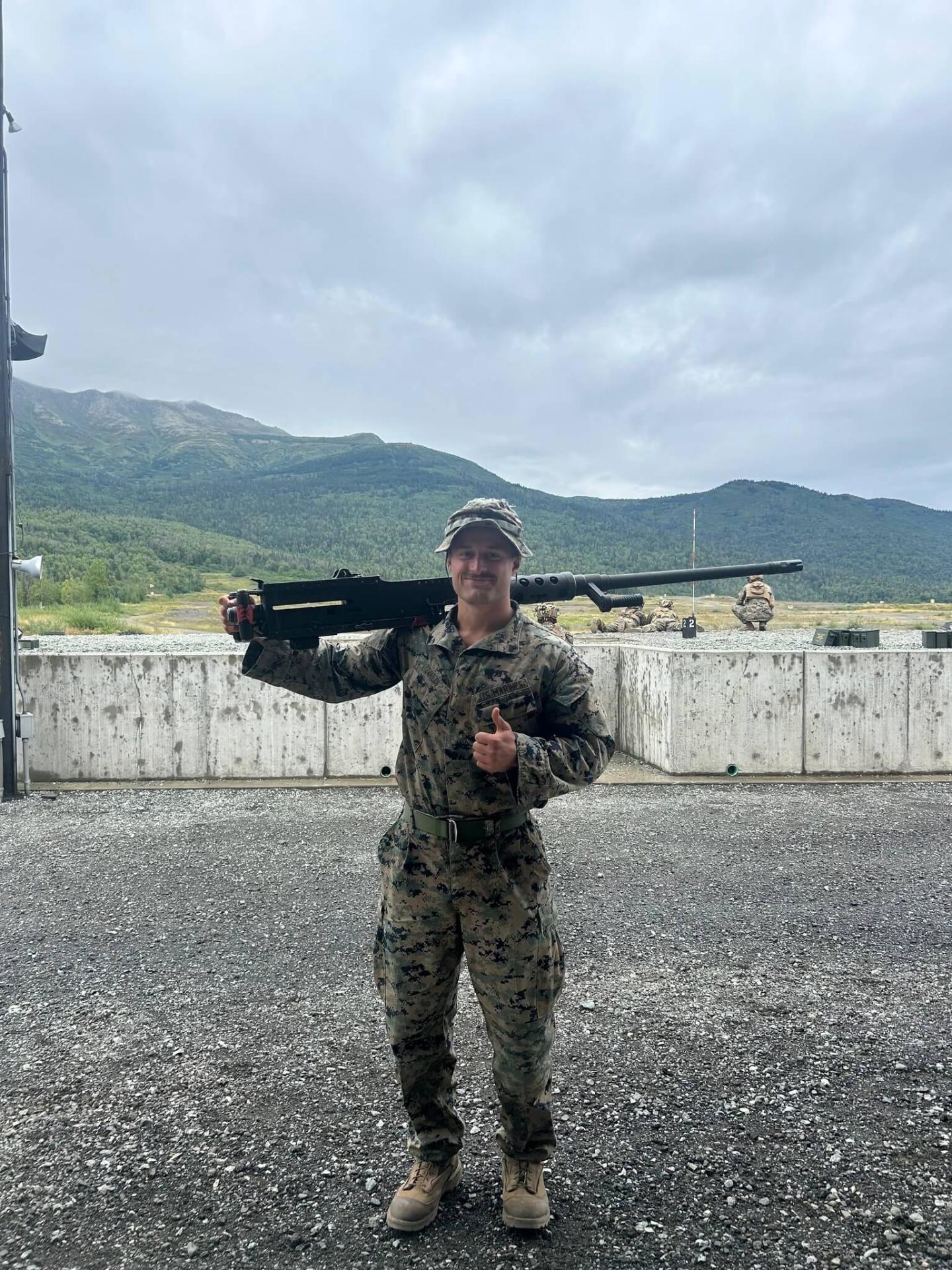 Evan Ivaldi serving as a machine gunner with the U.S. Marine Corps