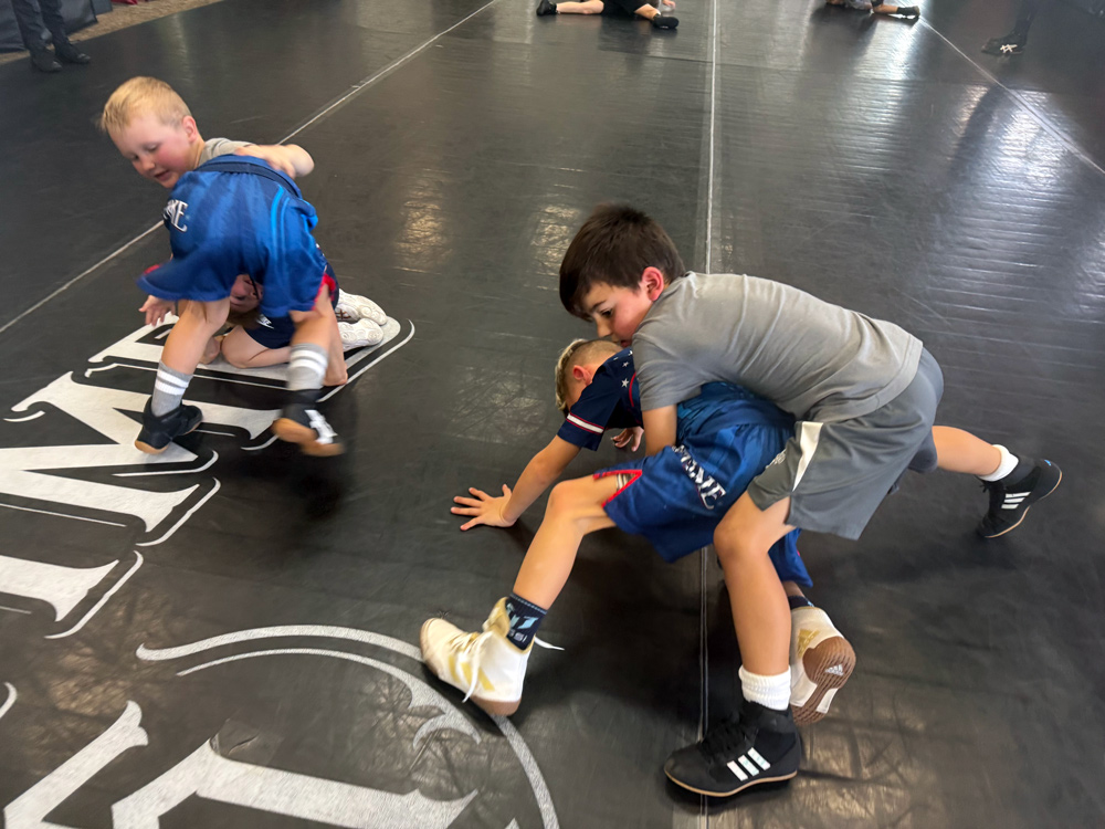 Kids wrestling practice