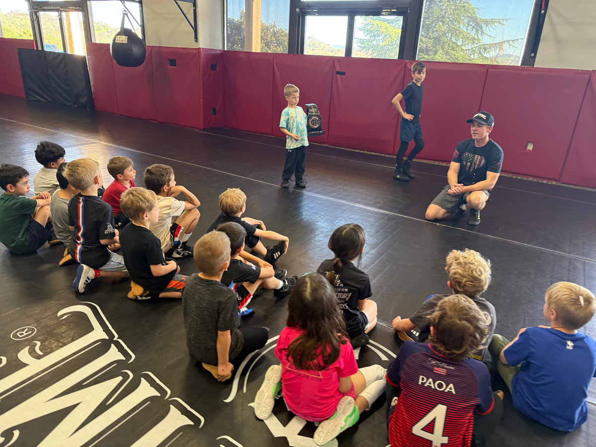 Kids wrestling instruction